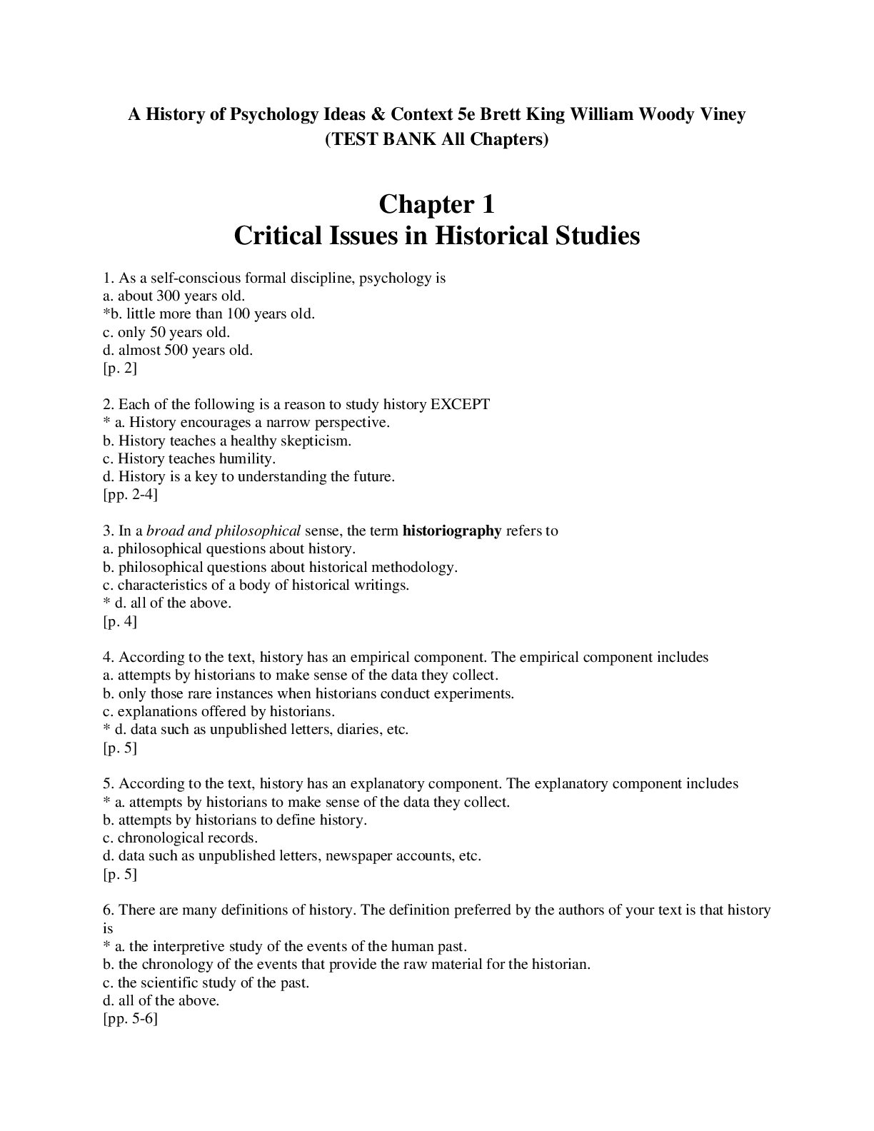 A History of Psychology Ideas & Context 5e Brett King William Woody